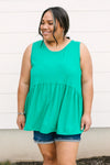 Basic Babydoll Tank In Kelly Green