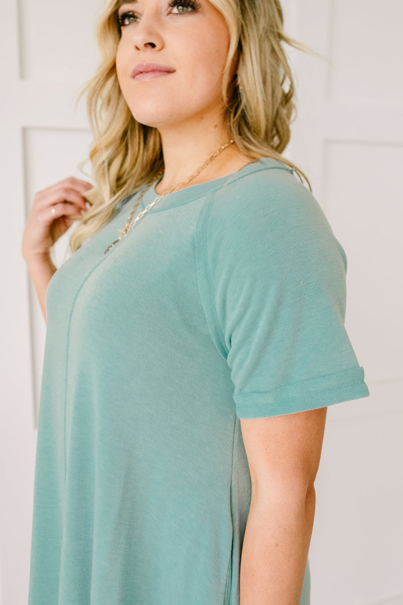 Best Of The Basic Tee Shirt Dress in Mint