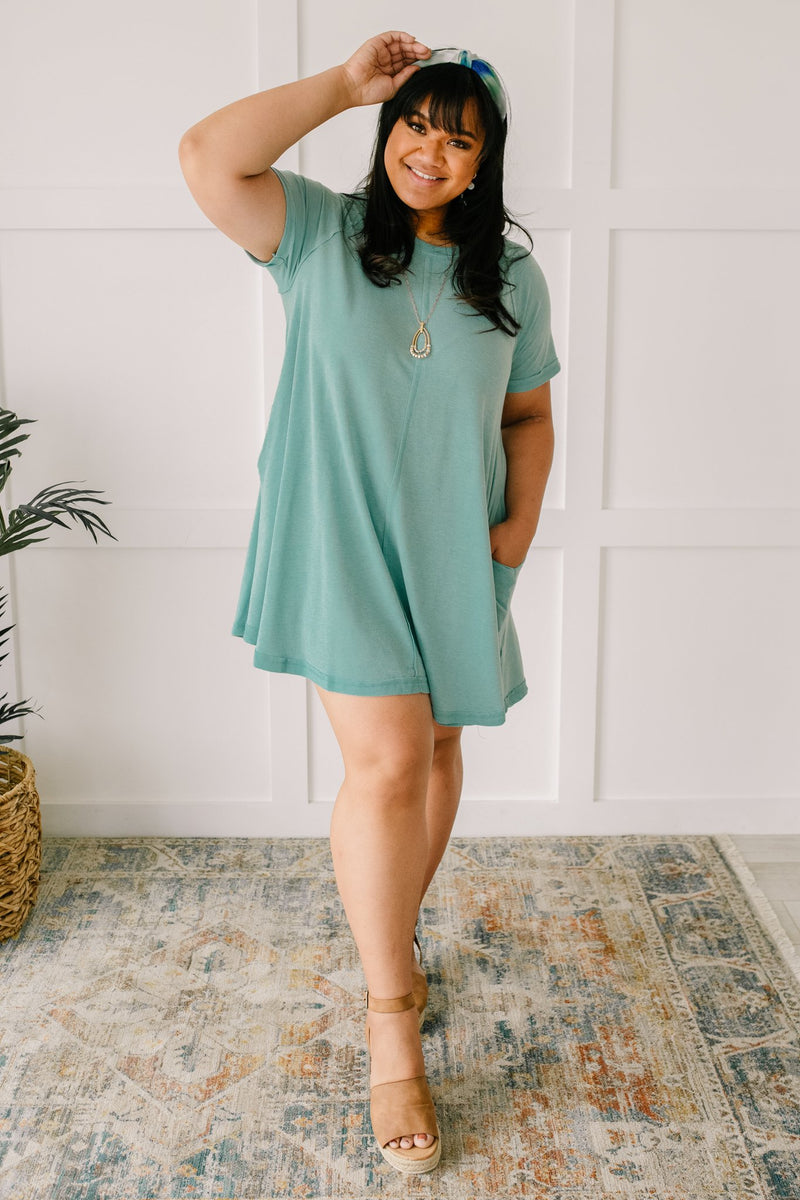 Best Of The Basic Tee Shirt Dress in Mint