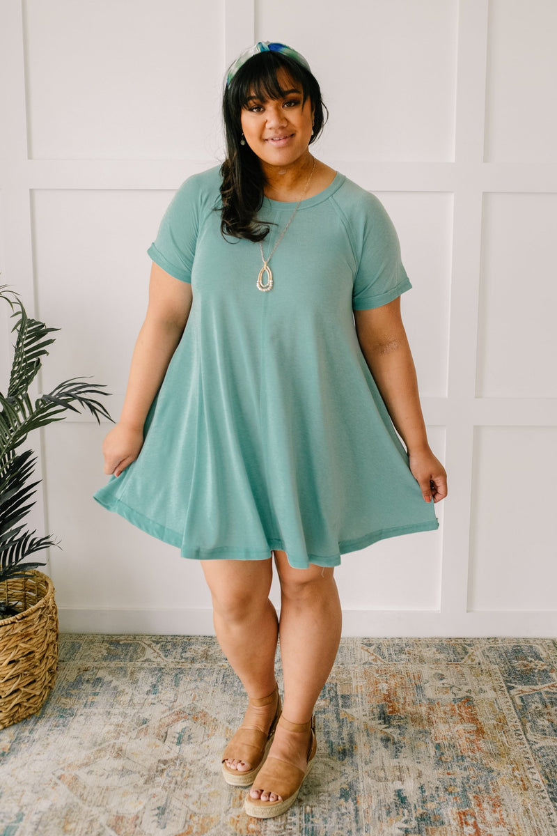 Best Of The Basic Tee Shirt Dress in Mint