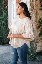 Be Mine Ruffle Sleeve Top in Oatmeal