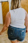 Be You Ribbed Button Up Tank In White