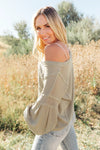 Bellissimo Draped V-Neck Sweater in Olive