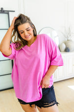 Boxy V Neck Boyfriend Tee In Pink