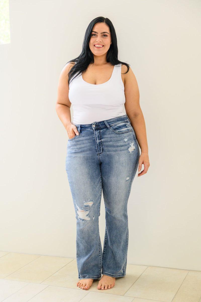 Judy Blue Brecken Hi-Waist Minimal Destroy Bootcut Jeans