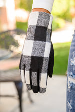 Buffalo Plaid Tech Touch Gloves In Black