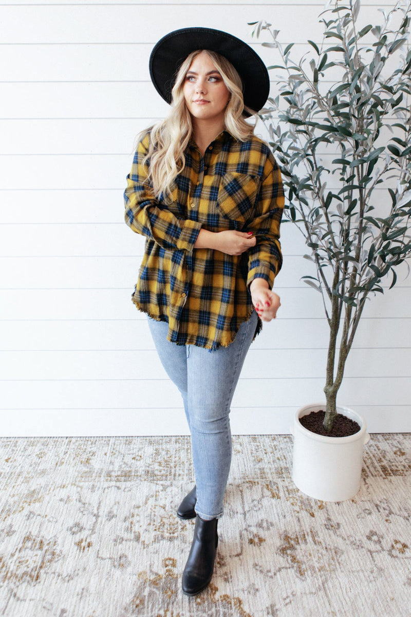 Cabin Views Plaid Button Up Top