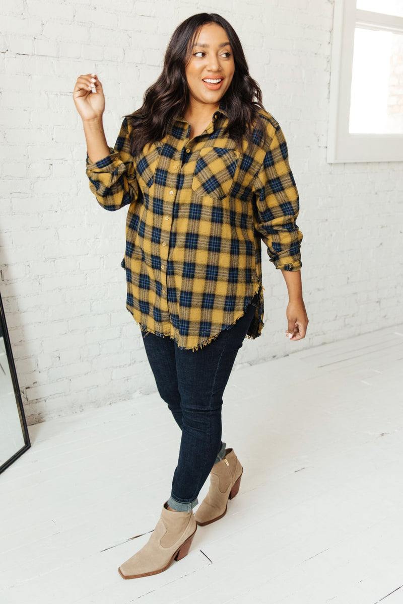 Cabin Views Plaid Button Up Top