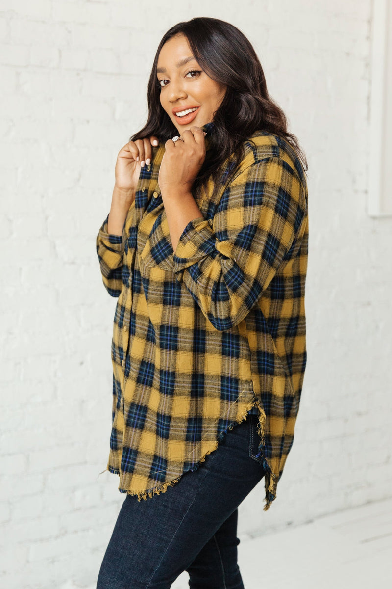 Cabin Views Plaid Button Up Top