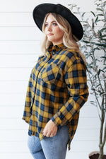 Cabin Views Plaid Button Up Top