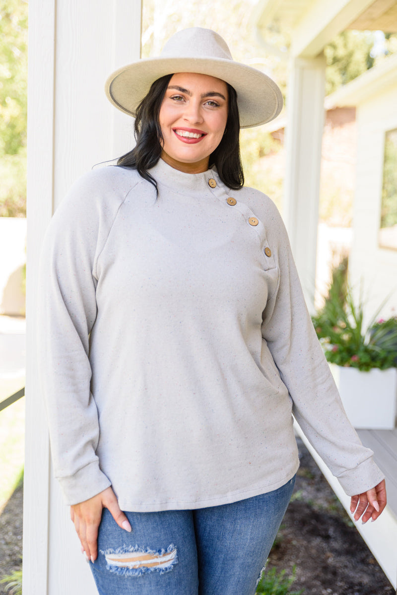 Camden Long Sleeve Confetti Top In Grey