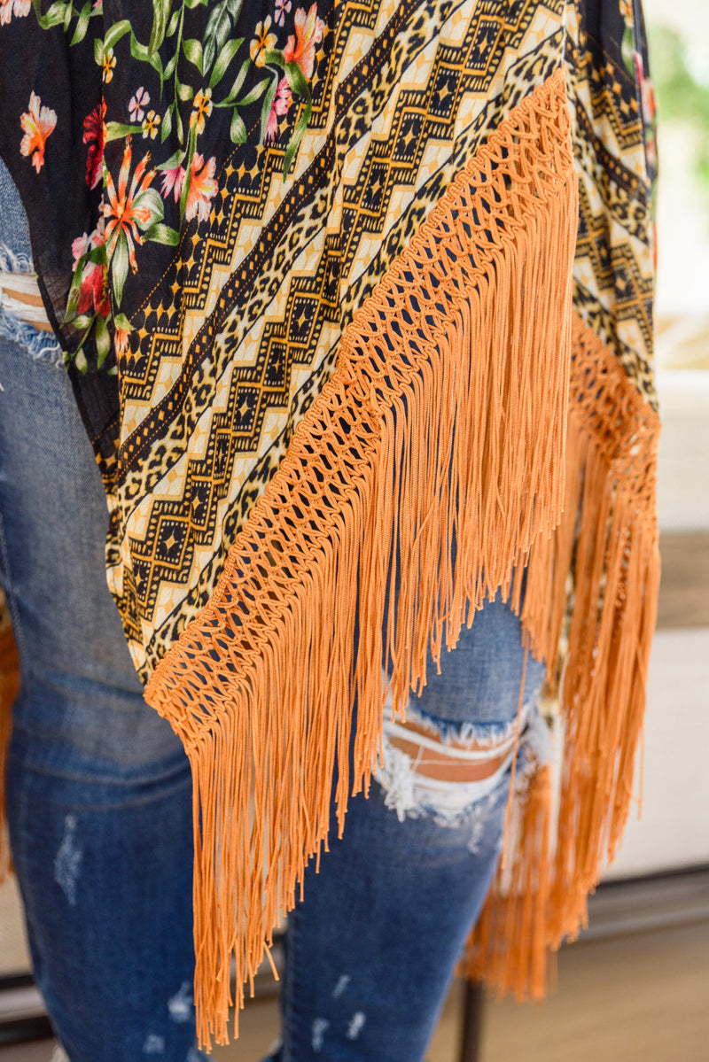 Can't Look Away Floral Fringe Kimono