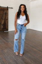 Risen Carter High Rise Slit Hem Straight Jeans