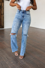 Risen Carter High Rise Slit Hem Straight Jeans