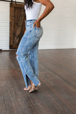 Risen Carter High Rise Slit Hem Straight Jeans