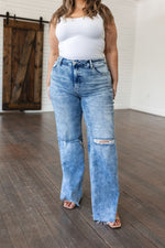 Risen Carter High Rise Slit Hem Straight Jeans