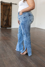 Risen Carter High Rise Slit Hem Straight Jeans