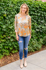 Chantry V Neck Floral Blouse in Sage