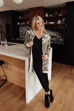 Cheetah Girl Cardigan in Ivory/Taupe