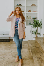 Chic In Pink Ruched 3/4 Sleeve Blazer