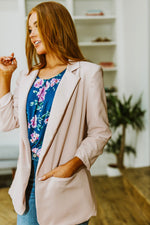 Chic In Pink Ruched 3/4 Sleeve Blazer