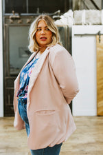 Chic In Pink Ruched 3/4 Sleeve Blazer