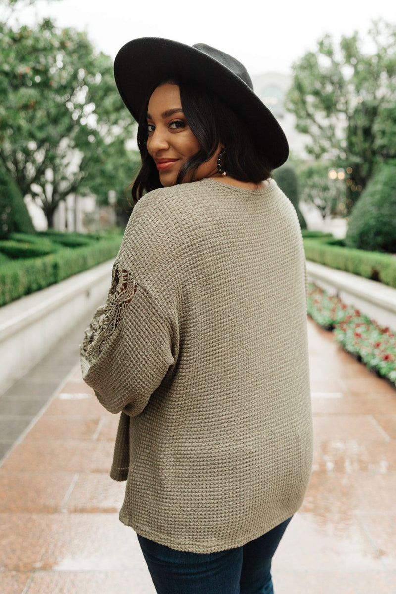 Lace & Drape Sweater in Olive