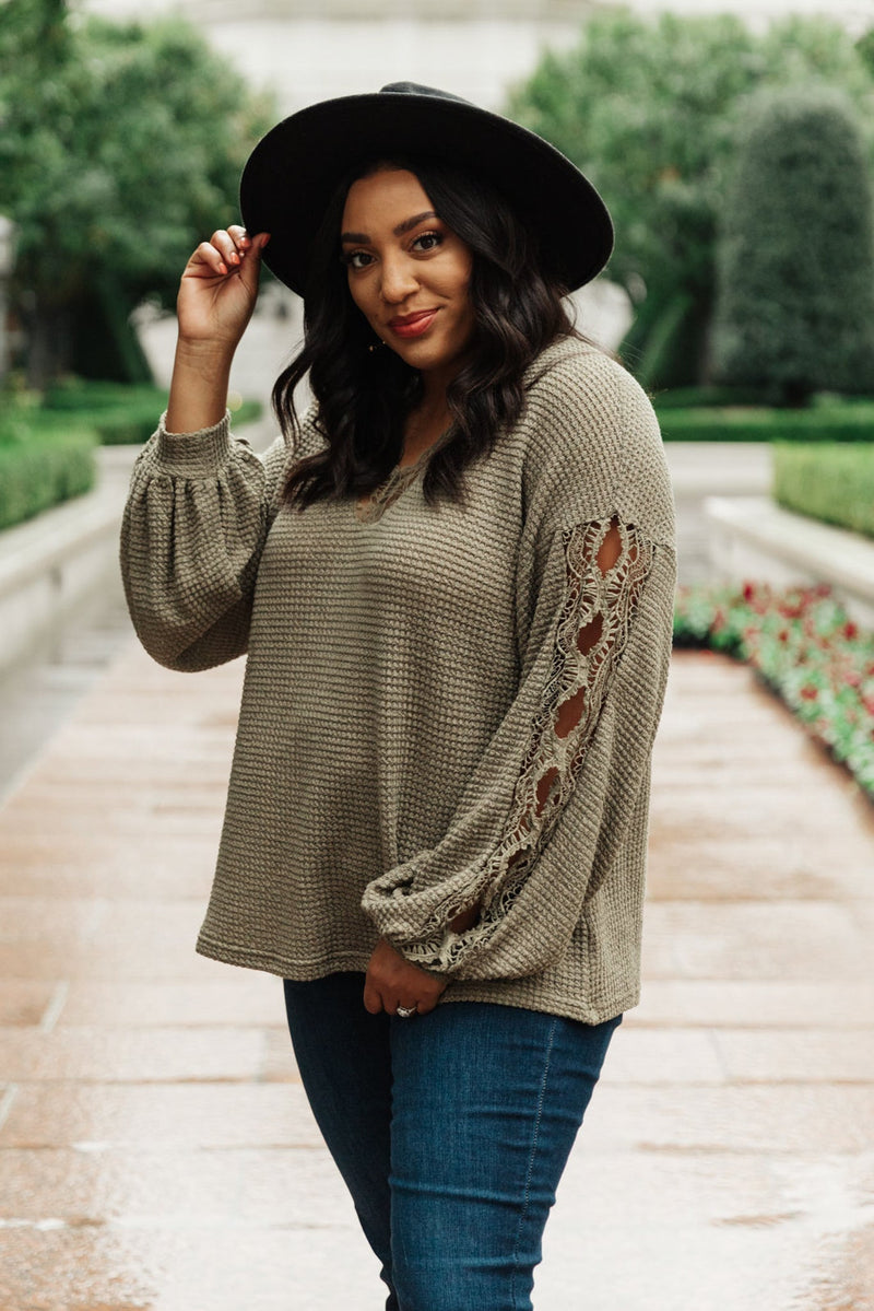 Lace & Drape Sweater in Olive