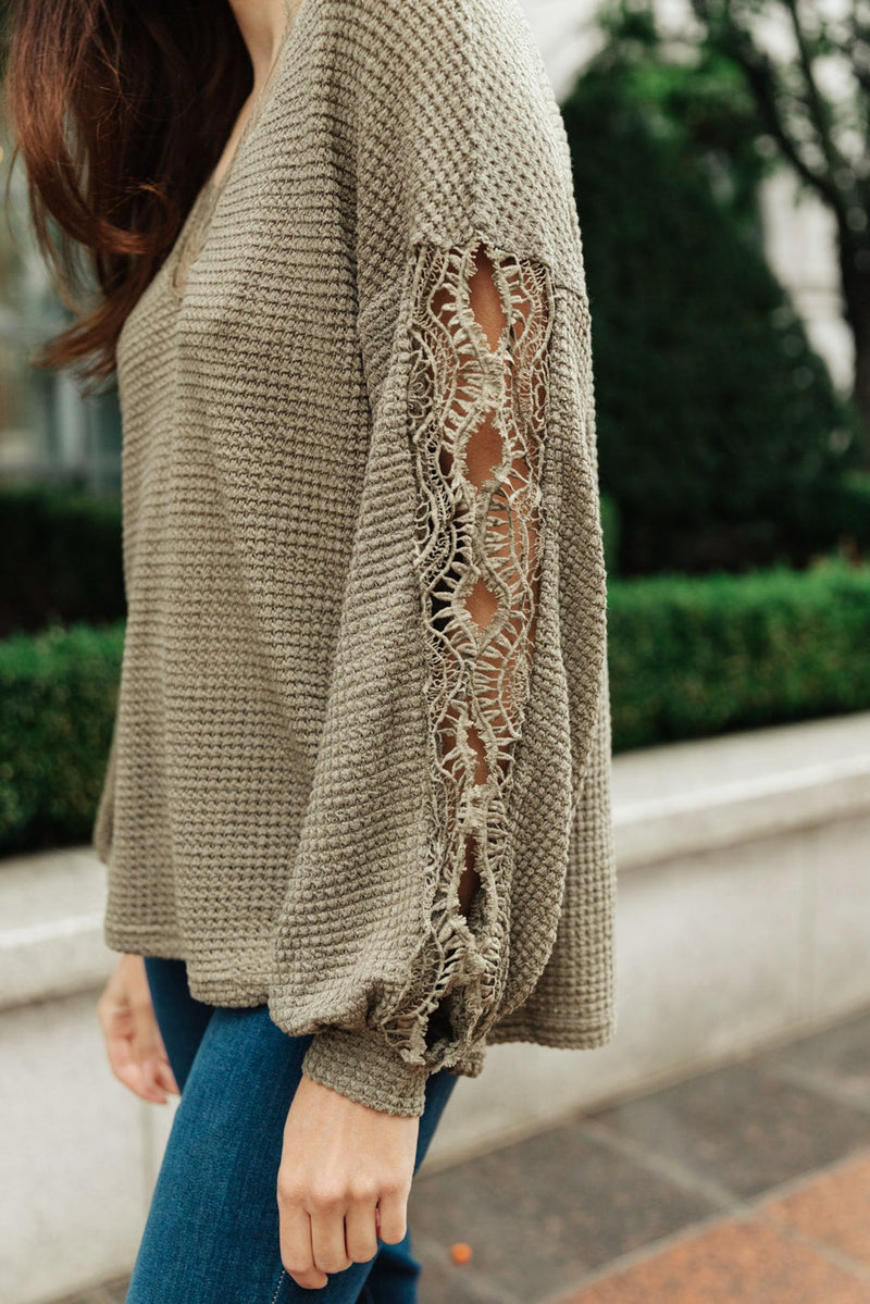 Lace & Drape Sweater in Olive