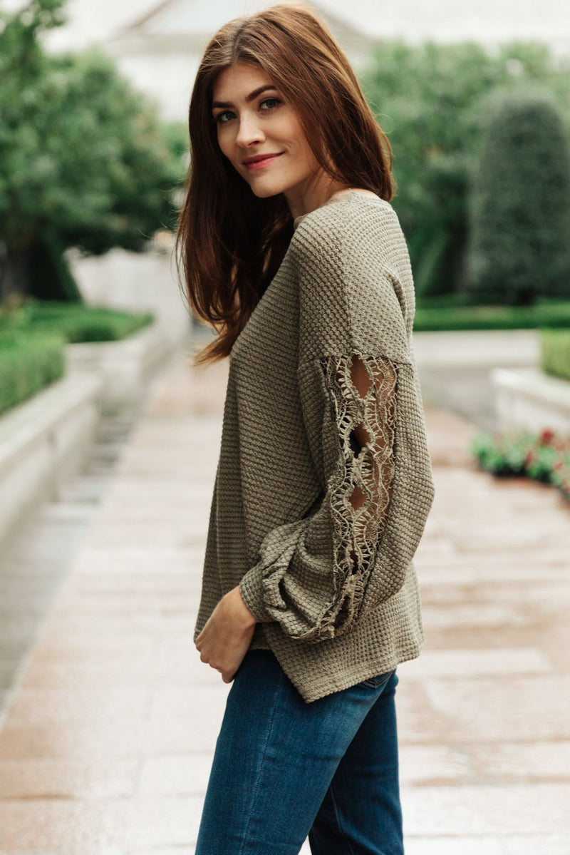 Lace & Drape Sweater in Olive