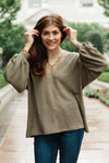 Lace & Drape Sweater in Olive