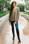 Lace & Drape Sweater in Olive