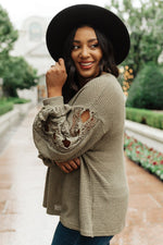 Lace & Drape Sweater in Olive