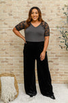 Cleo Velvet Wide Leg Pants In Black