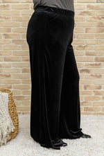 Cleo Velvet Wide Leg Pants In Black