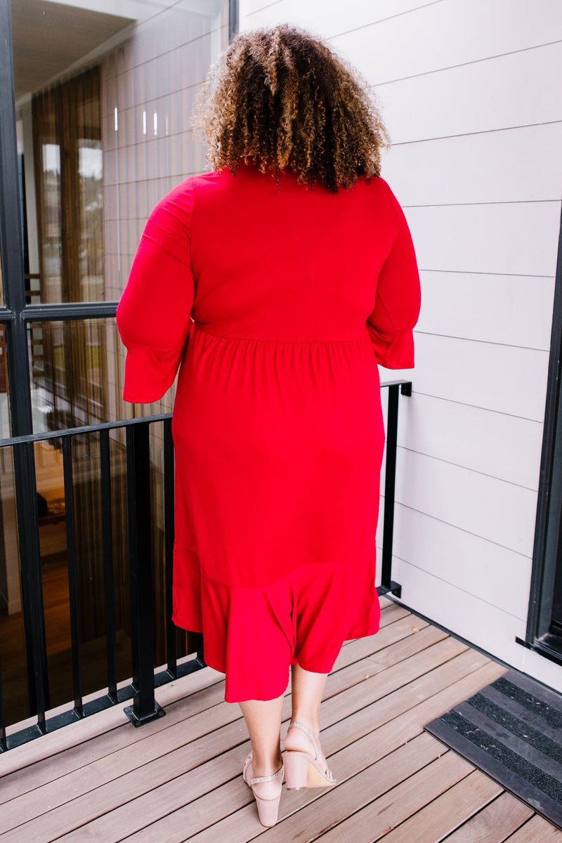 Cloudy Skies Dress in Crimson