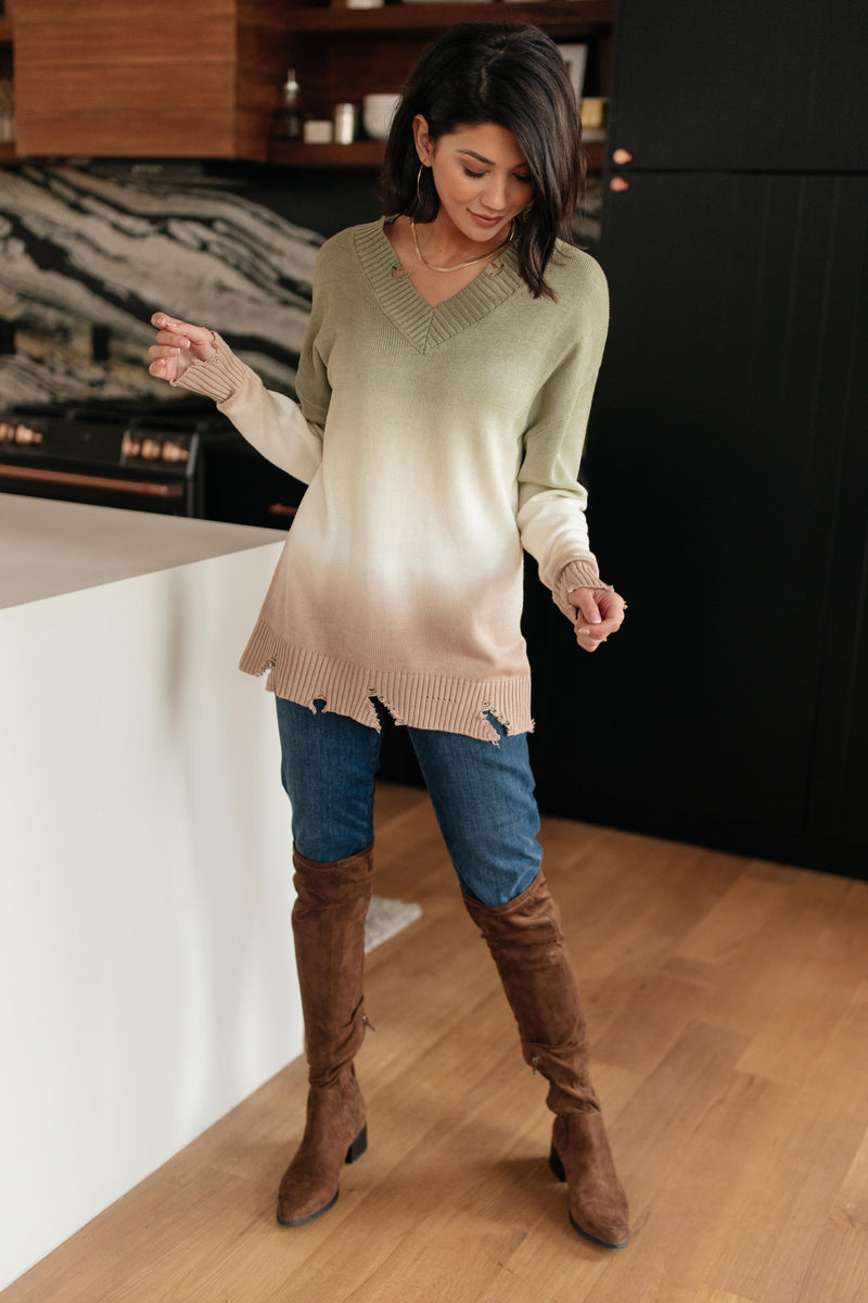 Color Melt Sweater in Olive