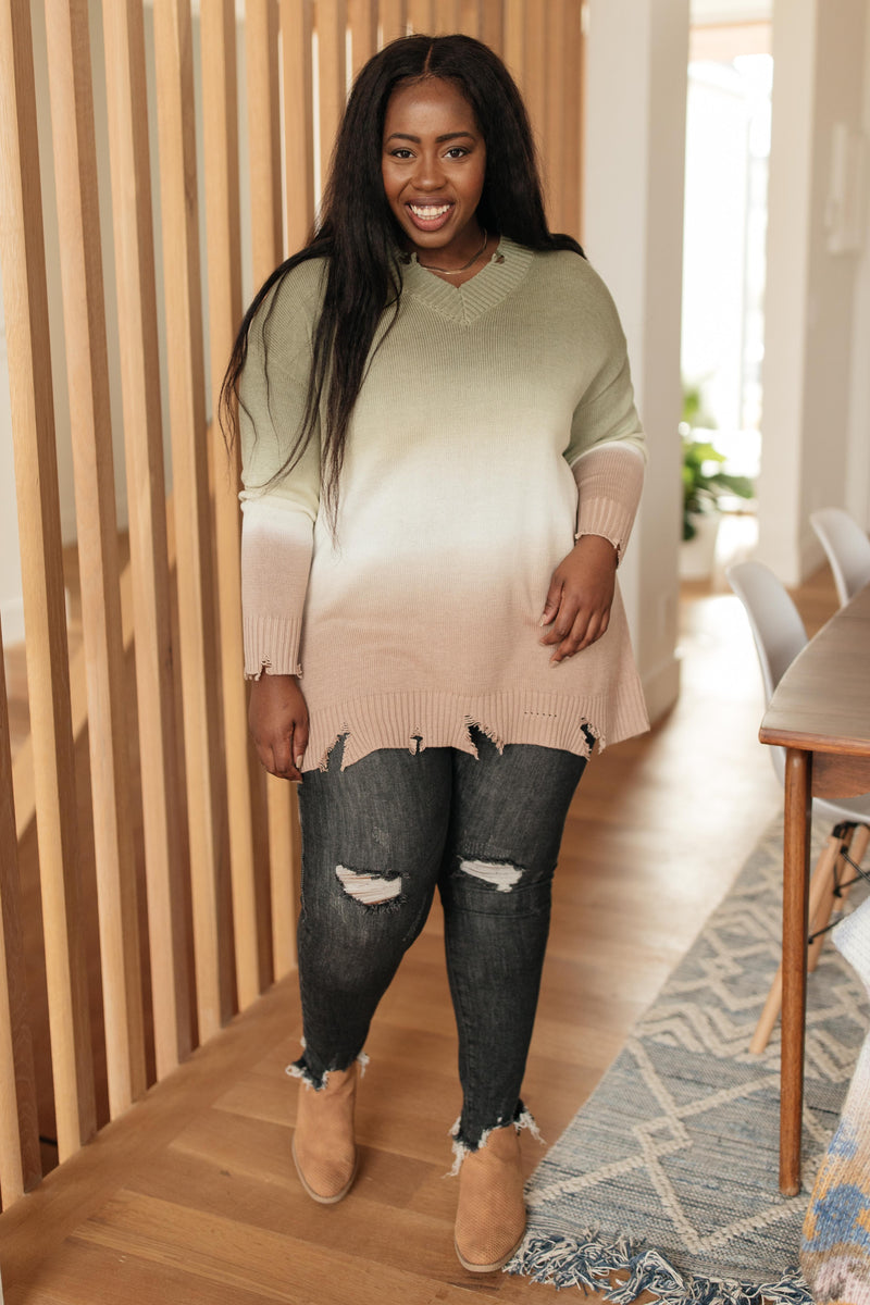 Color Melt Sweater in Olive