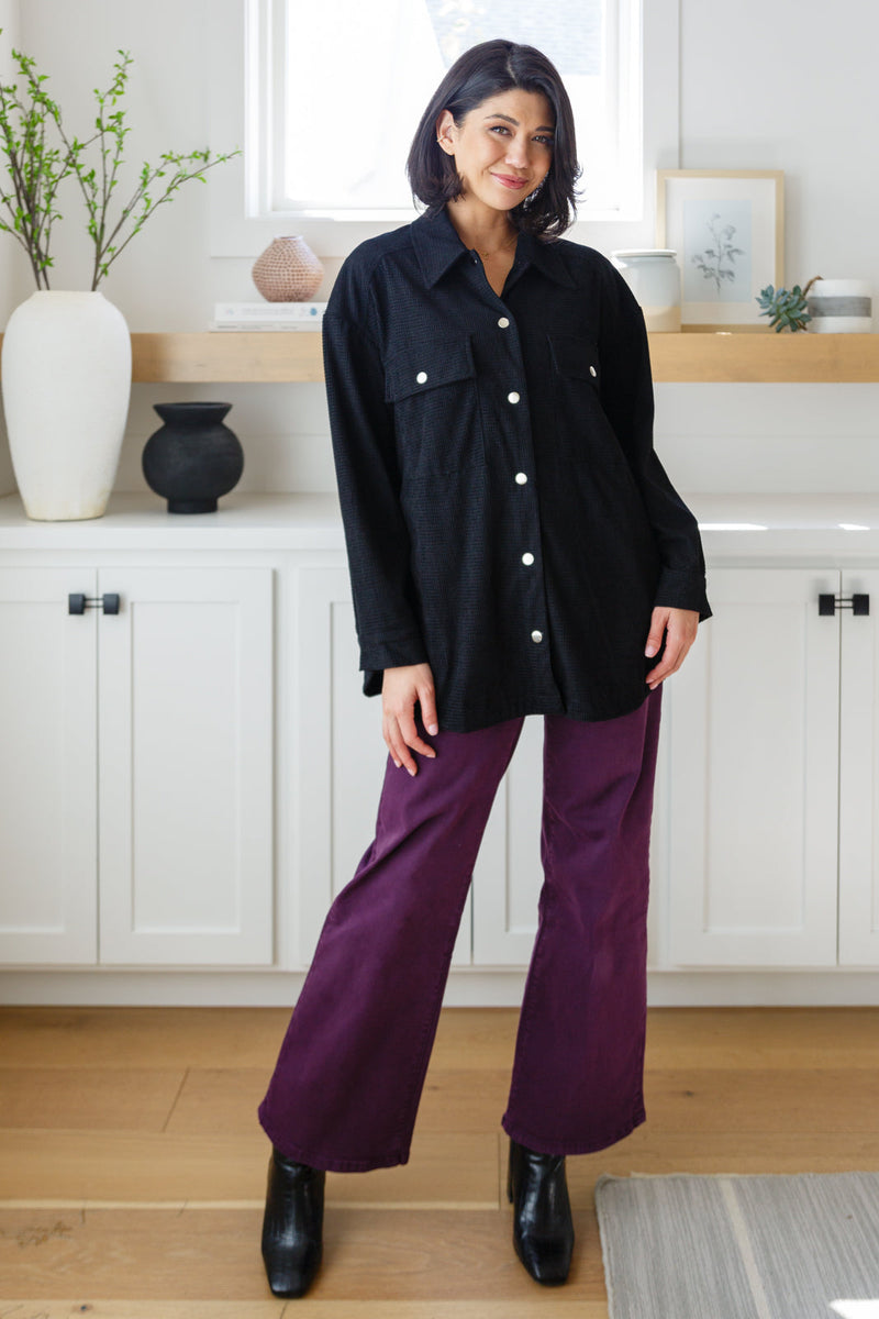 Mica Denim Petunia High Rise Wide Leg Jeans in Plum