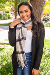 Cozy Babe Beige Plaid Scarf