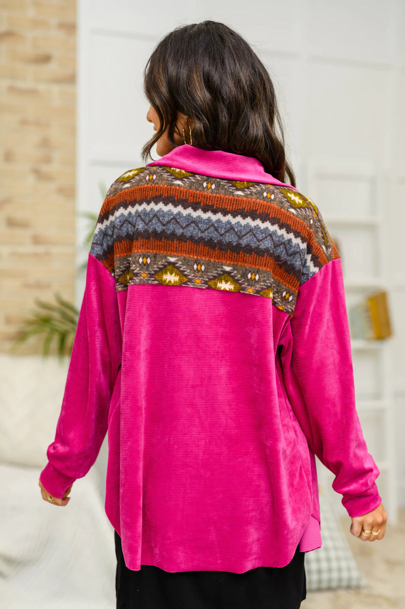 Cozy Cabin Days Open Front Top in Magenta