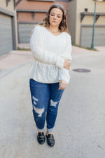 Cozy Cropped Sweater in White