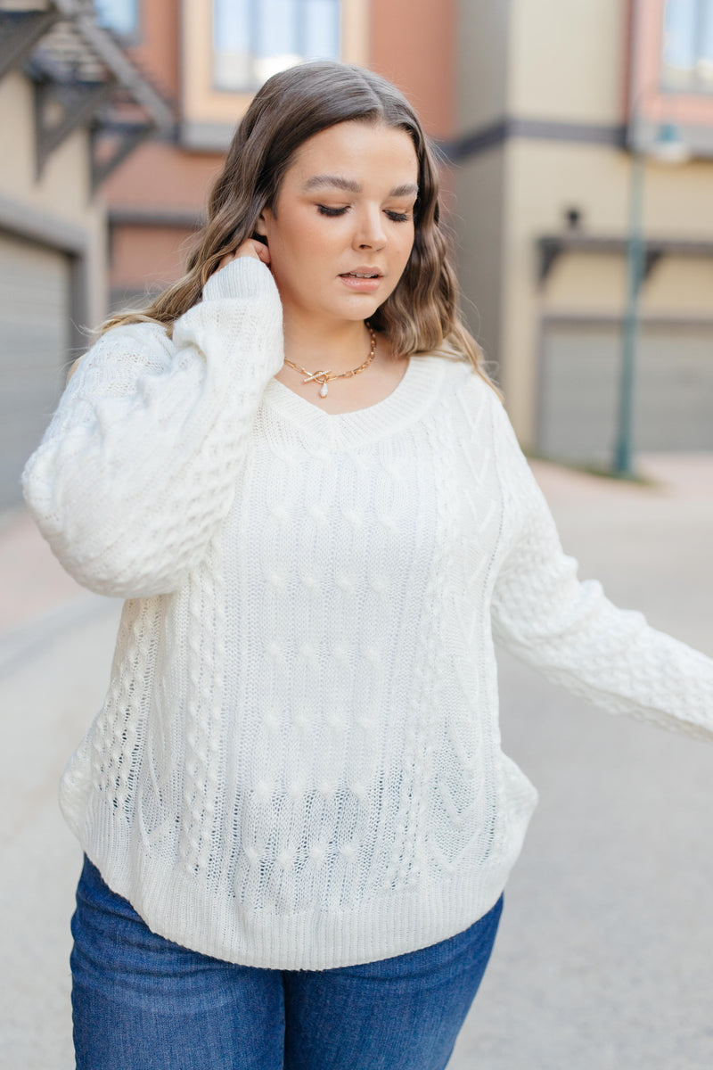 Cozy Cropped Sweater in White