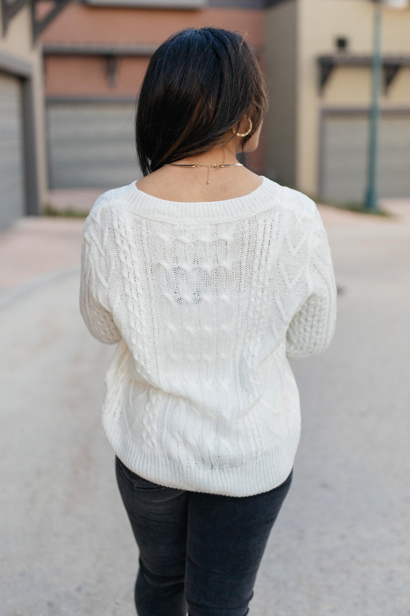 Cozy Cropped Sweater in White