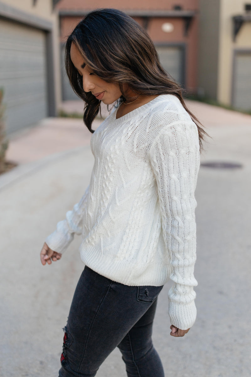 Cozy Cropped Sweater in White