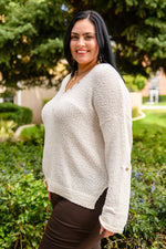 Cozy Zone Popcorn Thread Knit Sweater In Cream