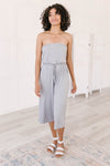 Cropped Tube Top Jumpsuit In Heather Gray