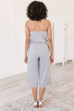 Cropped Tube Top Jumpsuit In Heather Gray