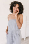 Cropped Tube Top Jumpsuit In Heather Gray