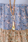 Crystal Teardrop Pendant Necklace in Gold